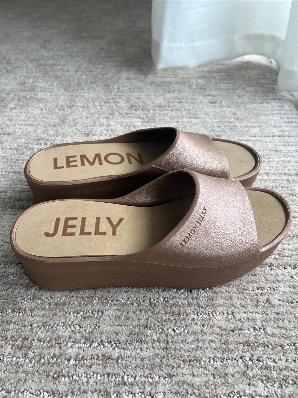 Lemon Jelly Metallic Rose Wedge Sandals